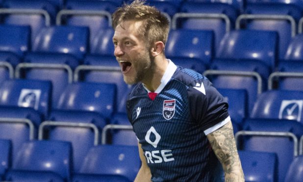 Charlie Lakin celebrates his winning goal against Hamilton Accies.