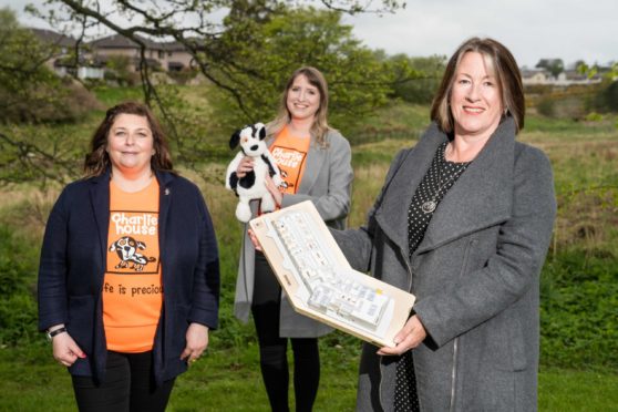 Leigh Ryrie, children and family support manager at Charlie House; Jenna Simpson, fundraising and office co-ordinator at Charlie House and Mairi Smith, technical assistant and Apache Bond Committee member