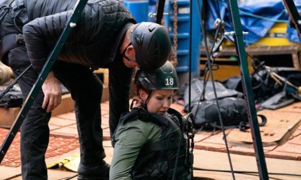 SAS Who Dares Wins star Mark Billingham and one of the recruits onboard the Well-Safe Guardian.