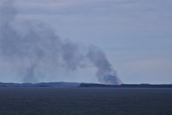 An image shared on Twitter showed the extent of the blaze on the small island