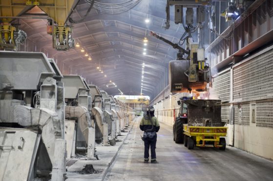 Inside the aluminium smelter at Fort William