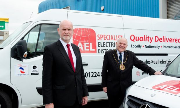 AEL (Aberdeen) chairman Graeme Mackie, left, with Lord Provost Barney Crockett.