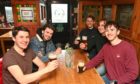 Pubs open again and the high street picks up in Inverness today!
Picture: L2R - Friends from Nottingham visit the Highlands and are pictured inside pub - Johnny Foxes
Daniel Pritchard, Sam Gillingham, Luke Northbrooke, Jacob Hawkins, Mark Gillingham