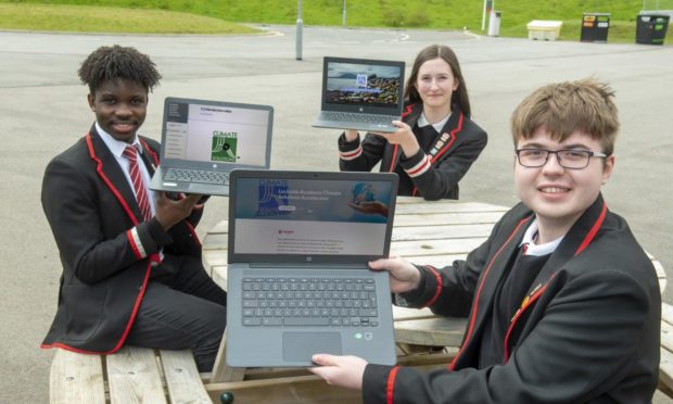 L-R Oluwole Orekoya, 16, Cassie Shand, 16 and Ramsay McDonald, 17