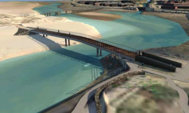 An artist impression of the proposed new East Beach bridge in Lossiemouth.