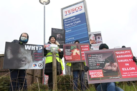 Vegan Outreach Scotland held a demonstration in Ellon to support the work of Animal Equality UK. Picture: Paul Glendell