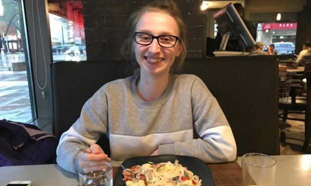 Rebecca Shearer enjoying a gluten-free dinner at a restaurant in the US.