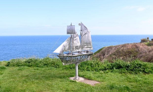 The new Isabella boat sculpture in Newtonhill. The sculpture was made by the Stonehaven "Banksy".