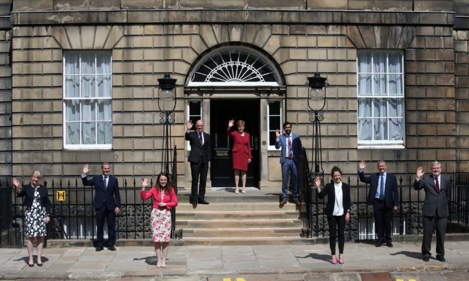 Nicola Sturgeon alongside her newly formed Cabinet outside Bute House.
