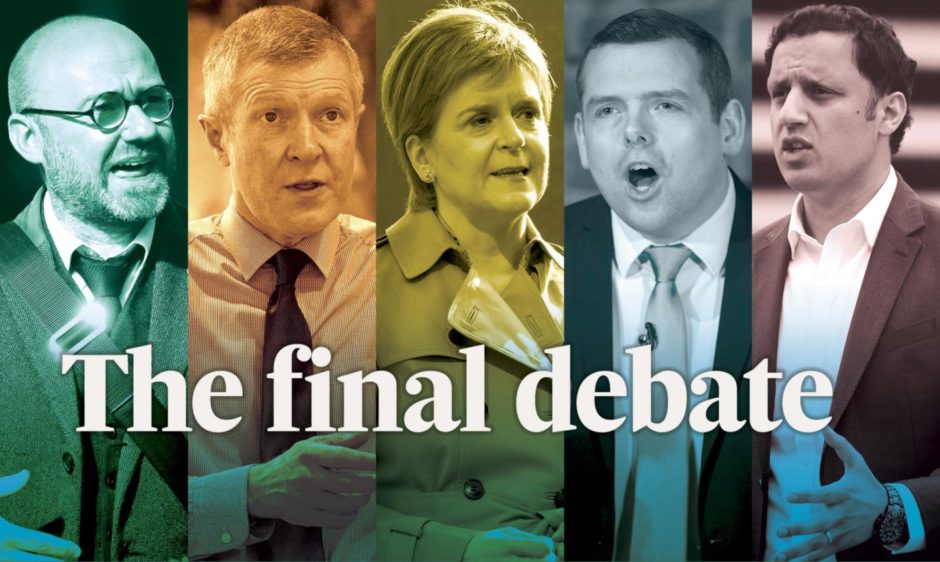 Political leaders ahead of the final BBC debate before the election.