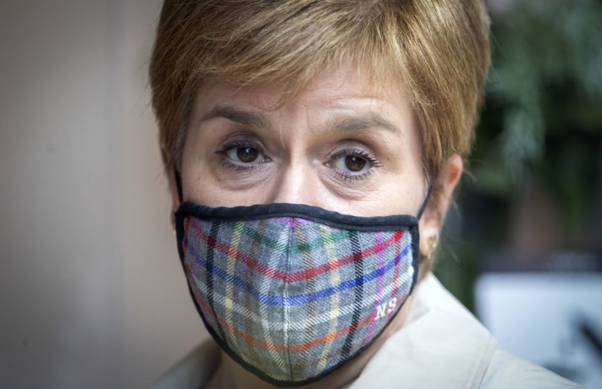 First Minister and leader of the SNP Nicola Sturgeon during campaigning in Bruntsfield, Edinburgh, for the Scottish Parliamentary election. Picture date: Friday April 30, 2021. PA Photo. See PA story SCOTLAND Election. Photo credit should read: Jane Barlow/PA Wire
