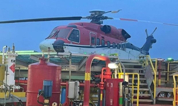 An S-92 helicopter stuck on the Valaris 122 oil rig. 
Supplied by The Rig Worker's Rant Facebook page