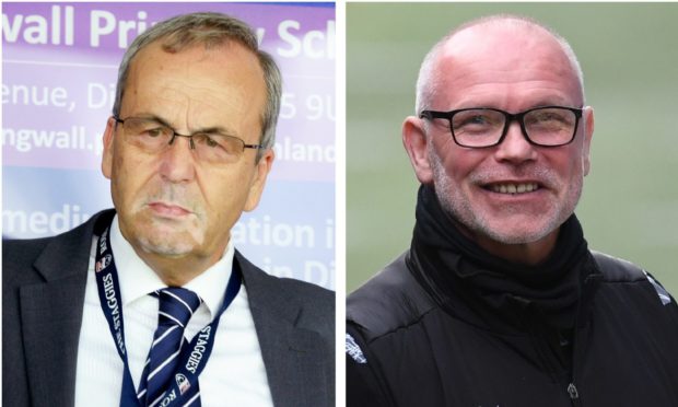 Staggies chairman Roy MacGregor, left, opted not to offer John Hughes fresh terms after securing Premiership survival