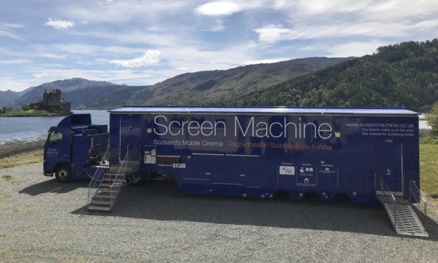 Screen Machine in Dornie with Eilean Donan Castle in background
