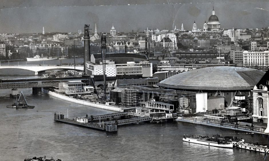 The cigar-shaped Skylon dominated the landscape during the Festival of Britain in 1951.