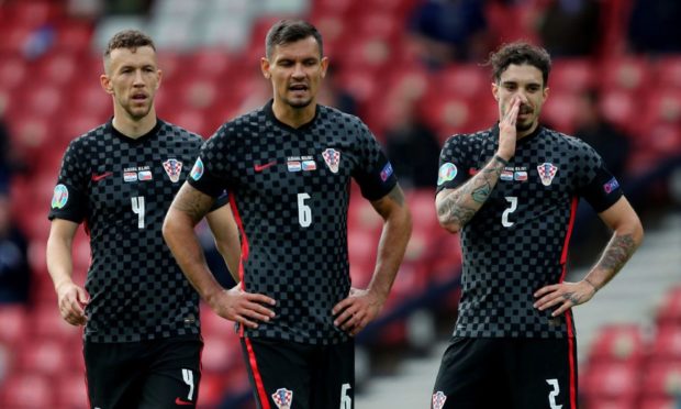 Ivan Perisic, Dejan Lovren and Sime Vrsaljko cut dejected figures after the 1-1 draw with Czech Republic at Hampden