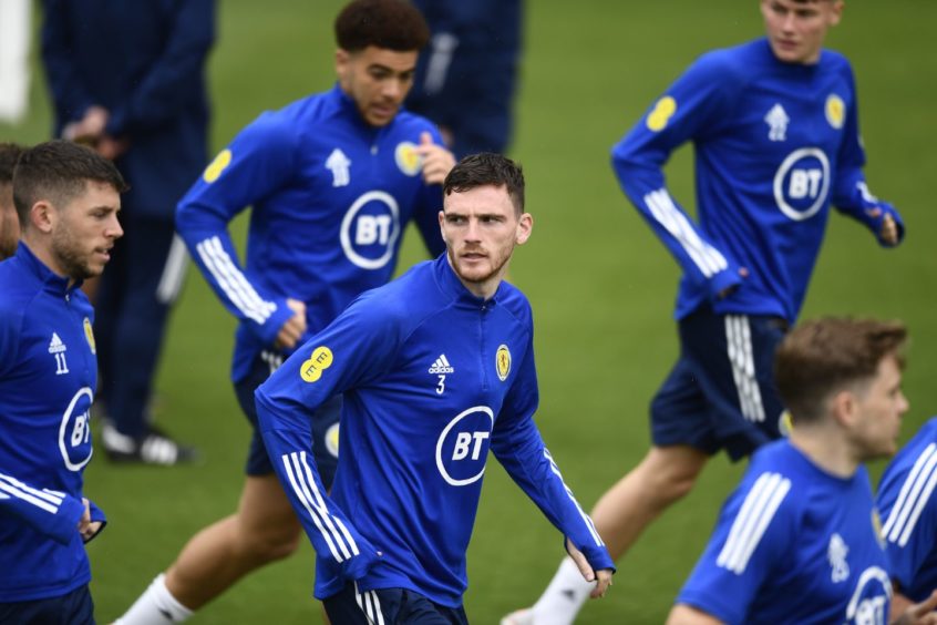 Andy Robertson during Scotland training.