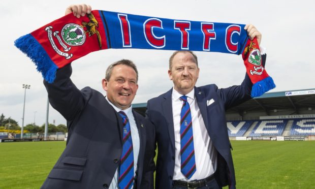 Billy Dodds (left) and Caley Thistle chief executive Scot Gardiner.