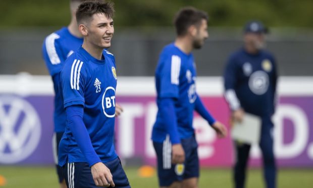 Billy Gilmour during a Scotland training session at Rockliffe Park.