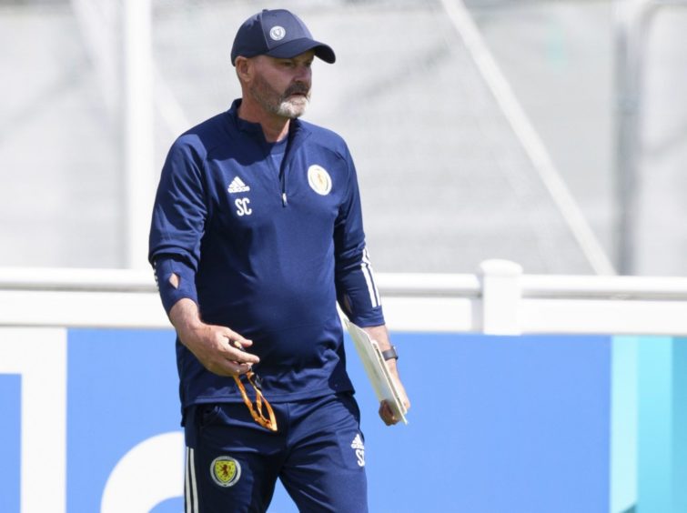 Steve Clarke during a Scotland training session.