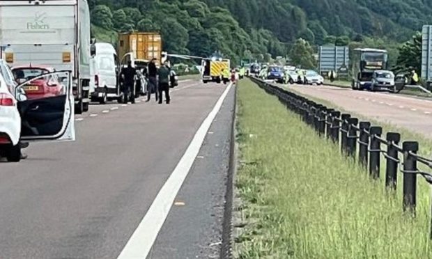 The A9 close to Pitlochry is currently closed close due to an ongoing traffic incident.