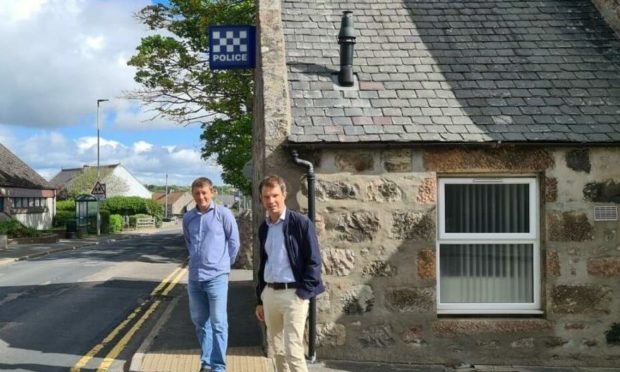 Andrew Bowie and David Threadgold at Portlethen Police station.