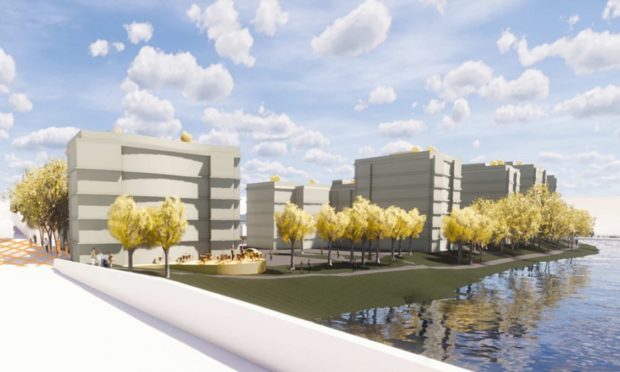 A visualisation of the scope of the flats planned for the waterfront in Torry.