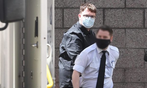 Callum Scott is led from Aberdeen Sheriff Court to begin his prison sentence