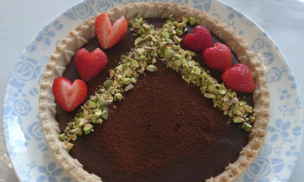A well tasty chocolate and pistachio cake.