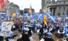 Pro-independence marchers at the Castlegate