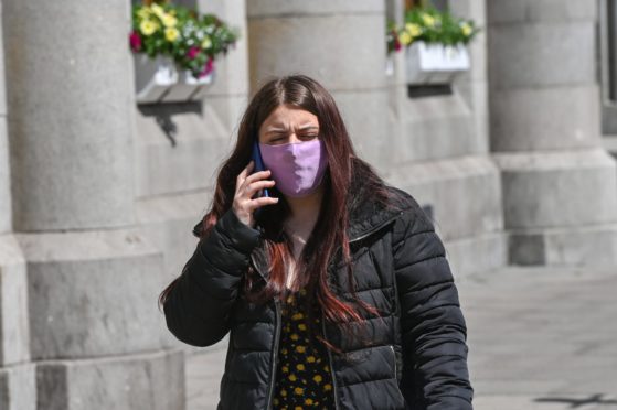 Hadlae-Beth Taylor leaves Aberdeen Sheriff Court.