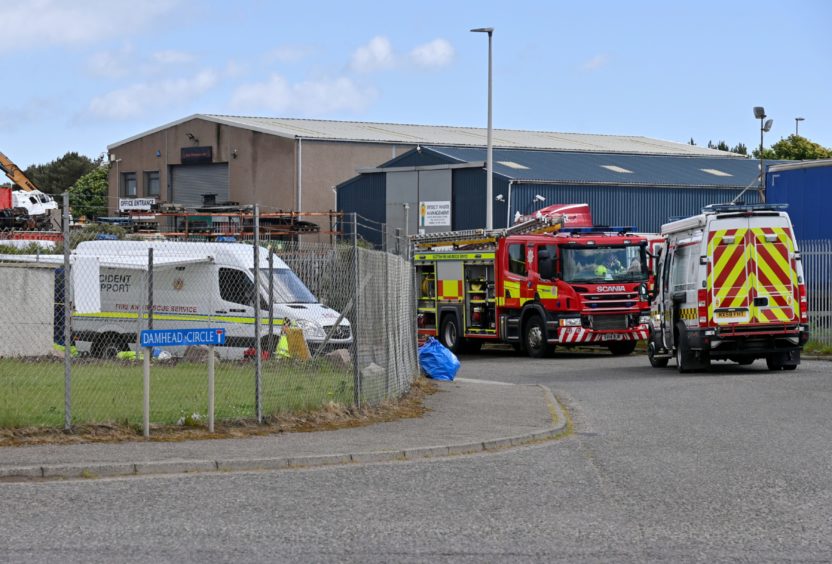 Fire service personnel have been called to the scene at the Dales Industrial Estate in Peterhead.