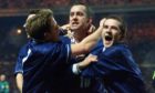 Don Hutchison celebrates his winning goal as Scotland beat England in 1999