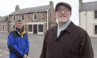 Portgordon Community Harbour Group vice-chairman Colin Hanover and chairman Scott Sliter outside the former Richmond Arms.