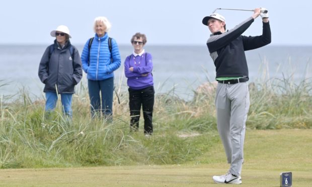 Calum Scott in stroke play action at Nairn. Picture by Sandy McCook