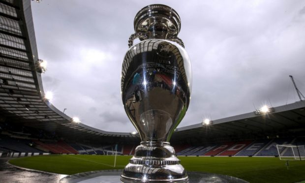 The European Championship trophy pictured at Hampden.