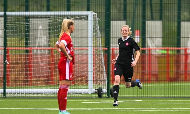 MT Gardiner celebrates opening the scoring for Hamilton Accies.