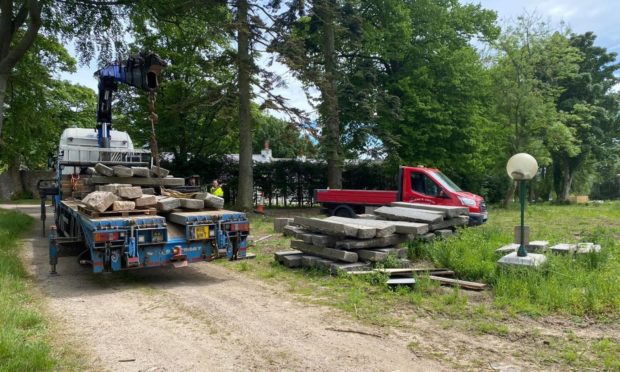 Granite from UTG found in Mike Wilson's driveway in Cults.