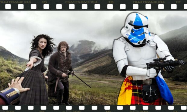 Is Outlander filming at Cruachan? Either that or the new Star Wars series will have stormtroopers wearing kilts.