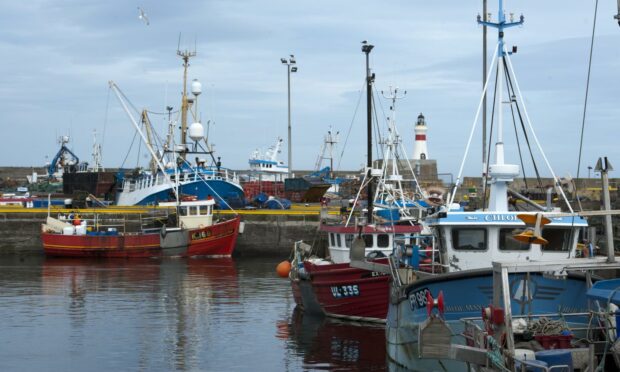 Fishing vessels in Fraserburgh harbour.