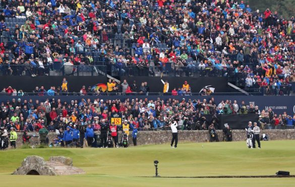 Huge crowds watch eventual champion Zach Johnson in the 2015 Open at the Old Course.
