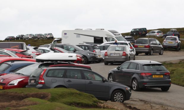 Busy car park in Skye.