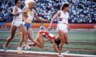 Mary Decker and Zola Budd clash in the Los Angeles Olympic Games of 1984.