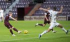 Gary Mackay-Steven puts Hearts 3-0 up against Cove Rangers.