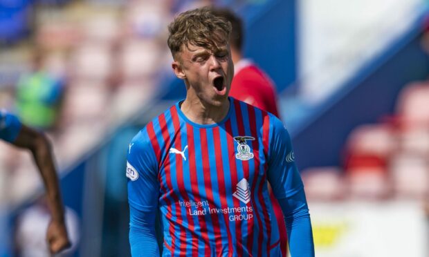 Roddy MacGregor celebrates after scoring for Caley Thistle against Stirling Albion.