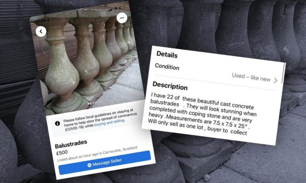 Balustrades for sale on Facebook Marketplace have led to ire from Aberdonians, concerned the pieces could be linked to Union Terrace Gardens.