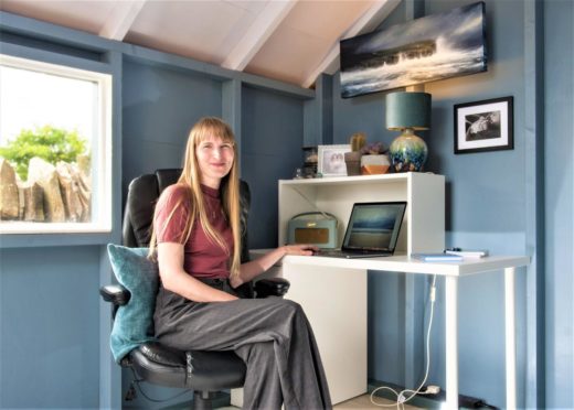 Claire Hughes, of Caithness, winner of the Wickes Home Office Awards with her garden shed conversion.