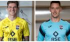 Ross Callachan (left) and Ross Laidlaw unveiling Ross County's new away and goalkeeping strips for the 2021-22 season.