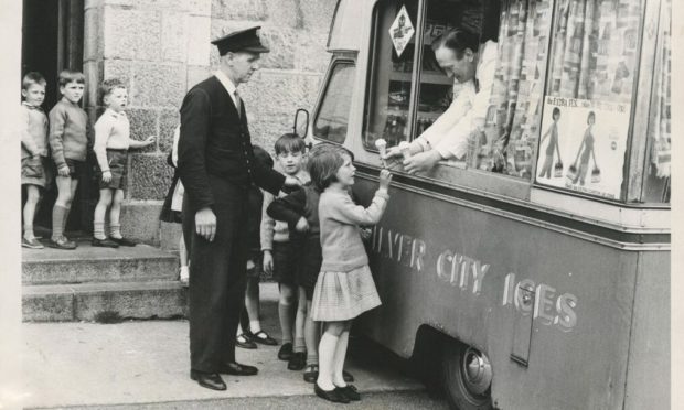 Children queue up at the ice cream van in Aberdeen in 1966.