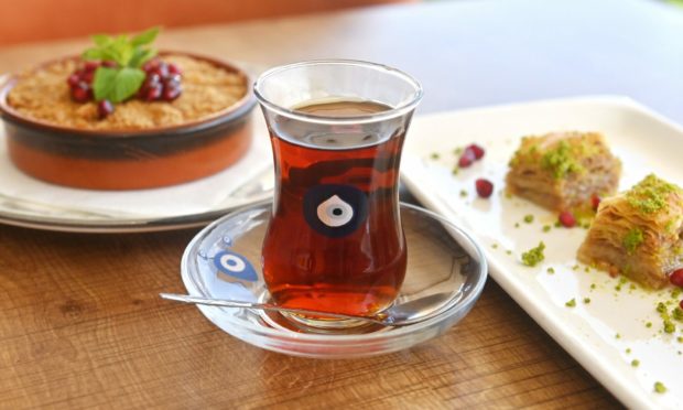 Apple Crumble, Baklava and Turkish Tea.